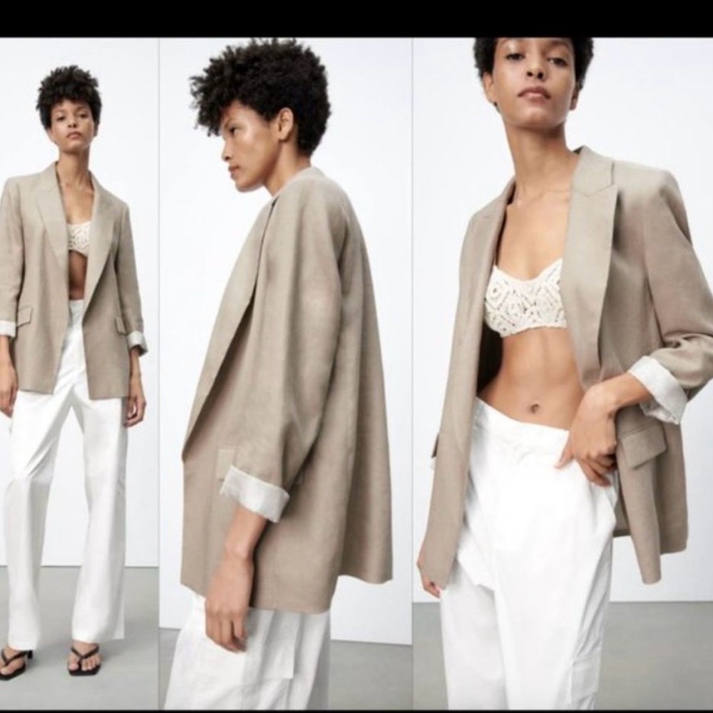 Zara Linen Beige Blazer